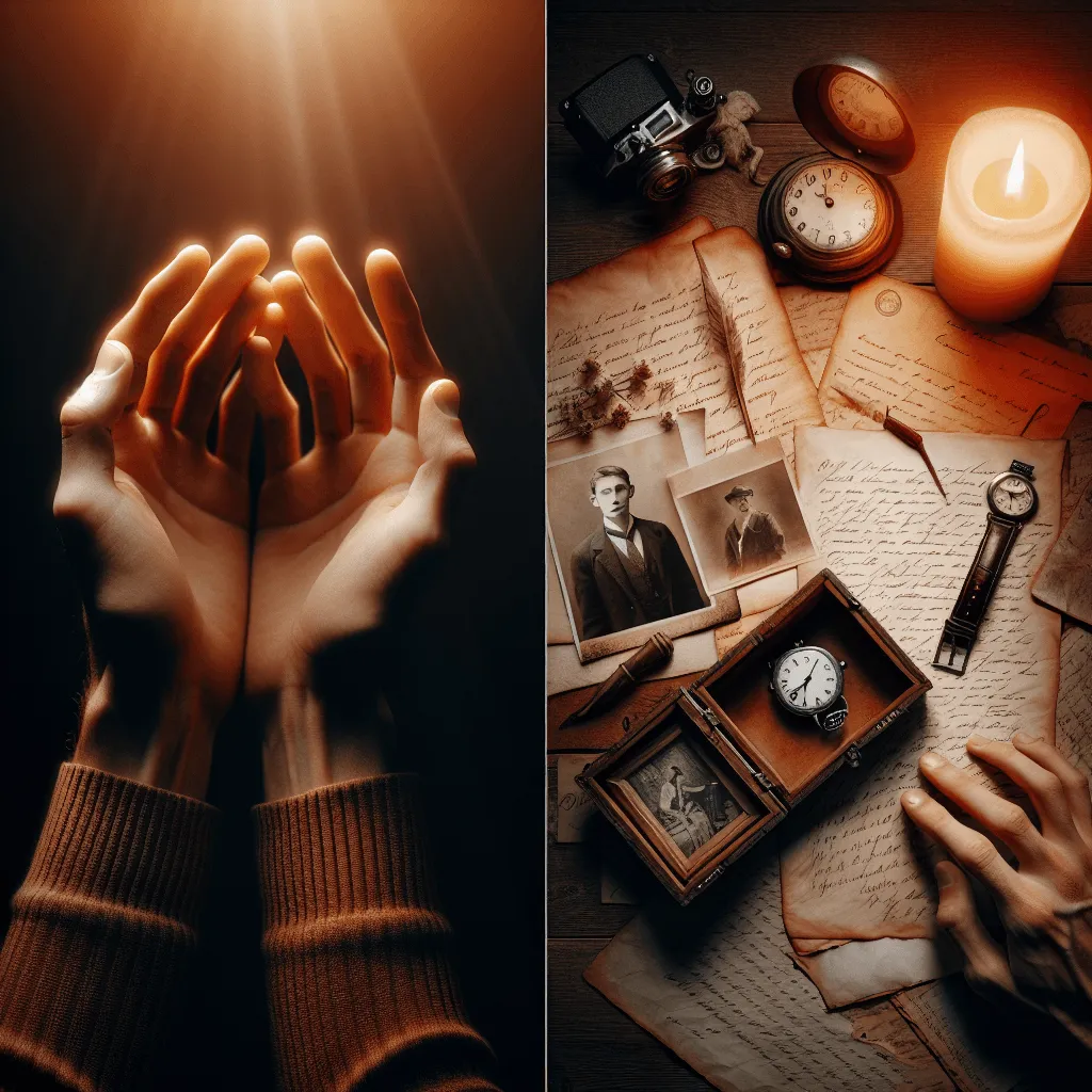 Mains tenant la lumière antique