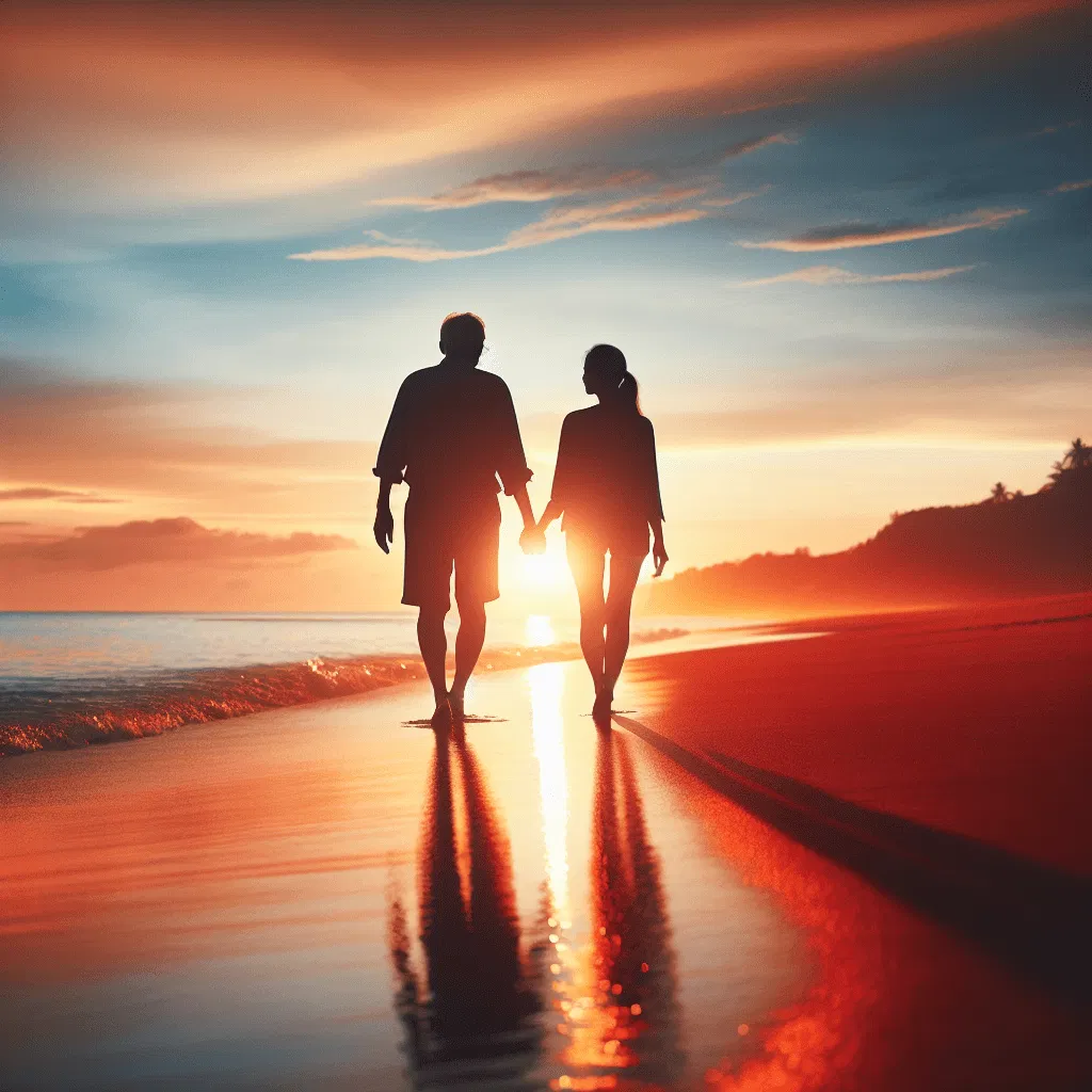 Couple marchant main dans la main